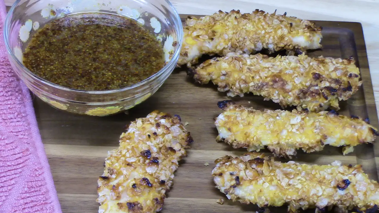 Chicken Tenders-Baked, Sweet, and Crunchy with a Dipping Sauce