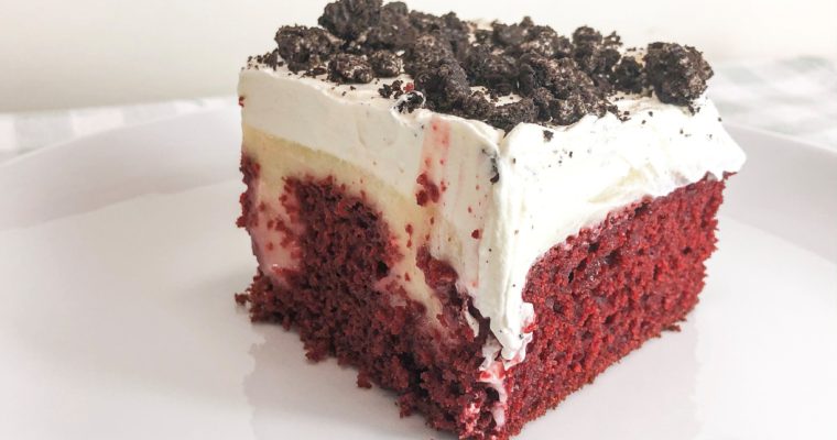 Red Velvet Poke Cake-Easy Recipe