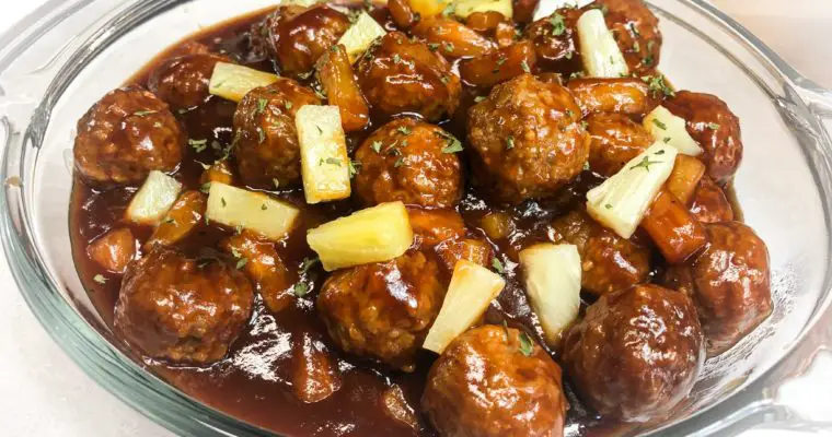 Crockpot Hawaiian BBQ Meatballs-3 Ingredient Recipe