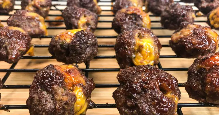 Glazed Cheddar Stuffed Meatballs