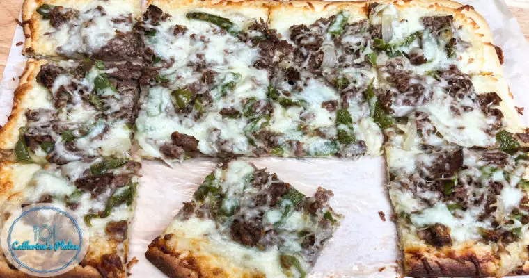 Philly Cheese Steak Pizza with Easy White Sauce