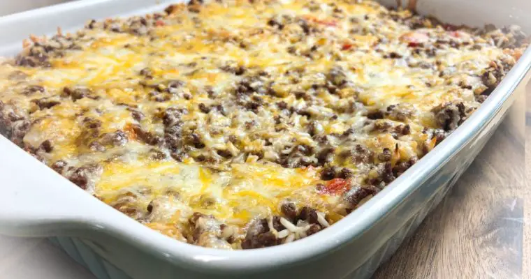 Cheesy Ground Beef & Rice Casserole