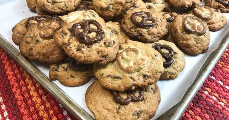 Chocolate Covered Pretzel & Chip Cookies