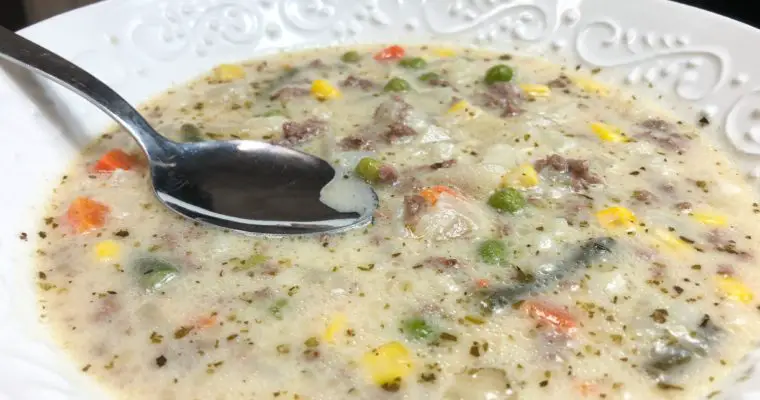 Crockpot Creamy Potato & Hamburger Soup