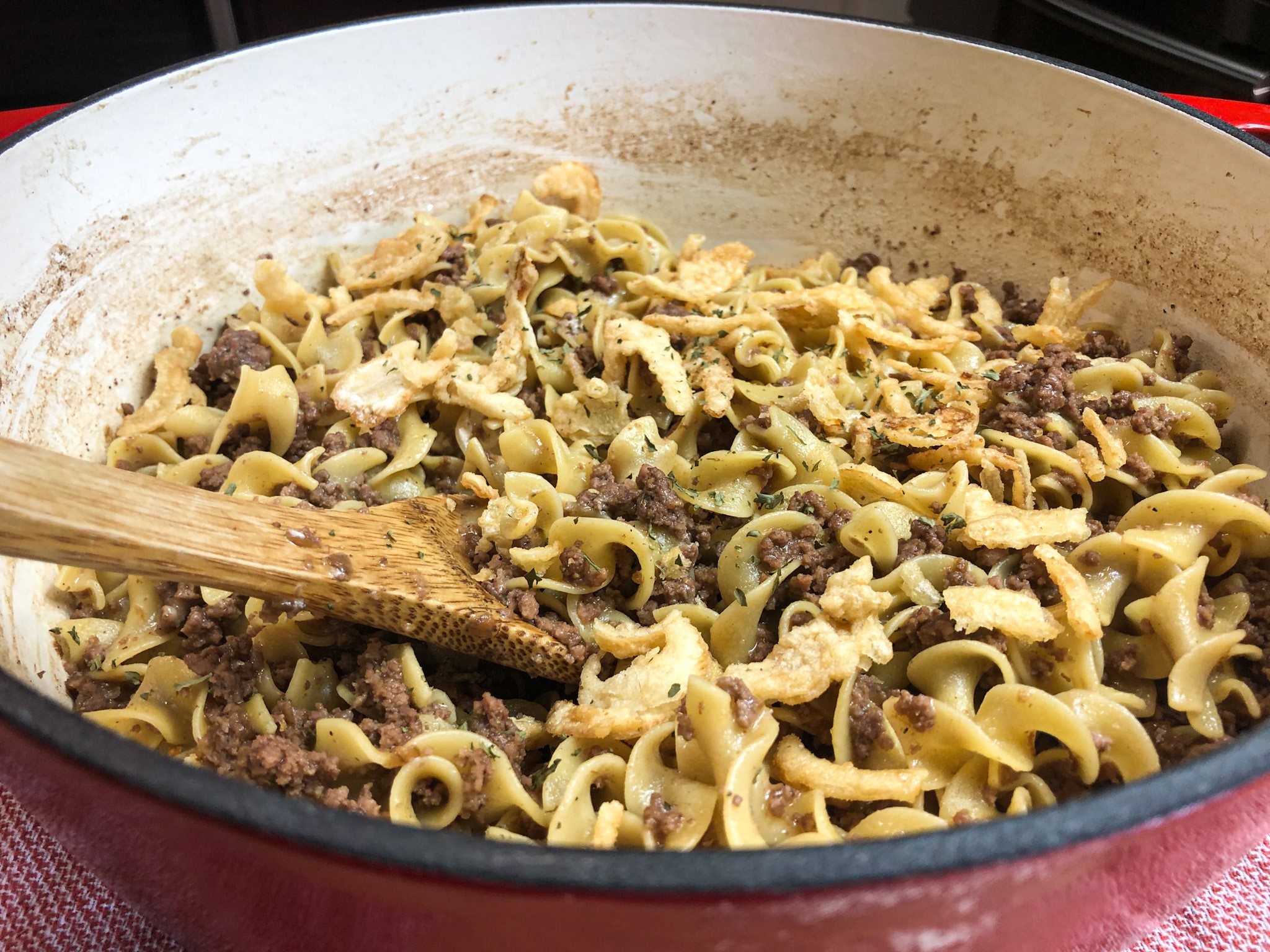 One Pot French Onion Ground Beef & Noodles – Catherine's Plates