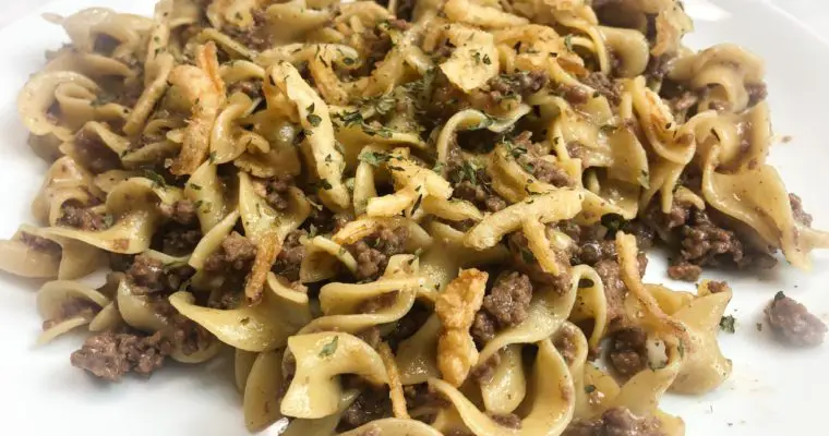 One Pot French Onion Ground Beef & Noodles