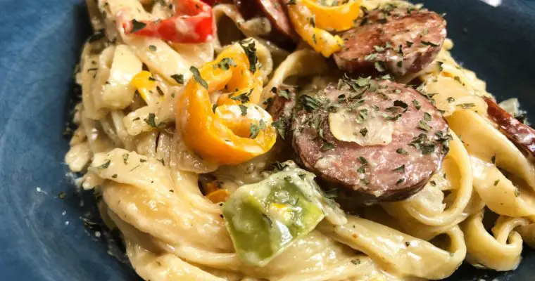 Sausage & Peppers Fettucinne 30 Minute Meal