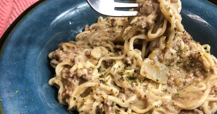 Ramen Ground Beef Stroganoff