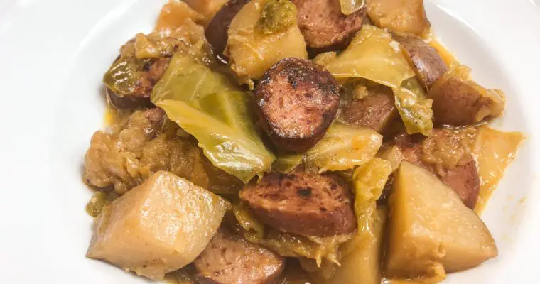 Crockpot Sausage, Potatoes & Cabbage (Colcannon)