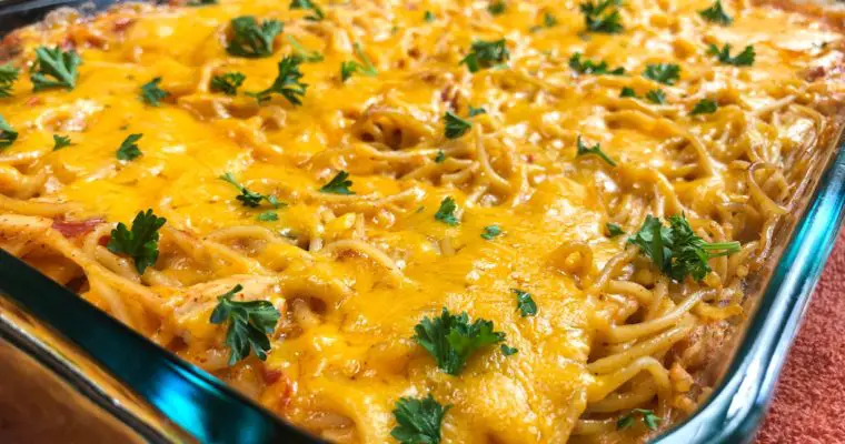 Chicken Spaghetti Casserole with Mexican Flavors