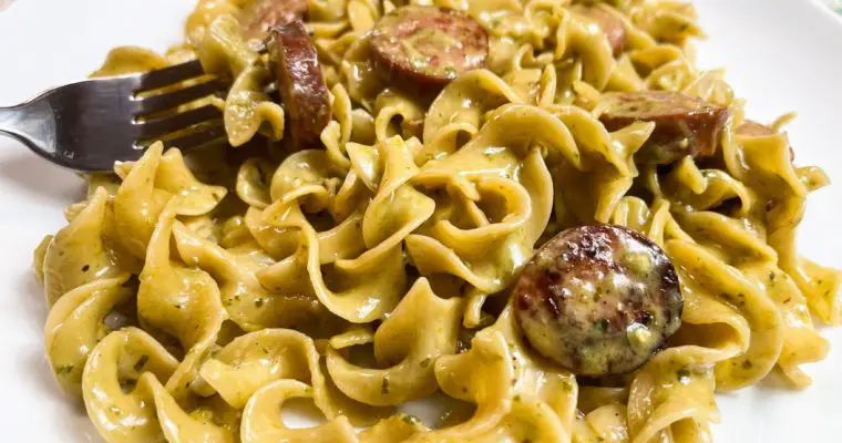 Sausage & Creamy Pesto Pasta