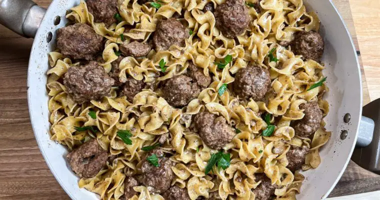 Swedish Meatballs & Noodles One Skillet