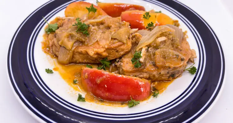 Crockpot Pork Chops, Apples & Apple Sauce