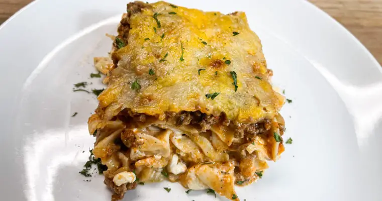 Beefy Noodle Casserole with 3 Cheeses