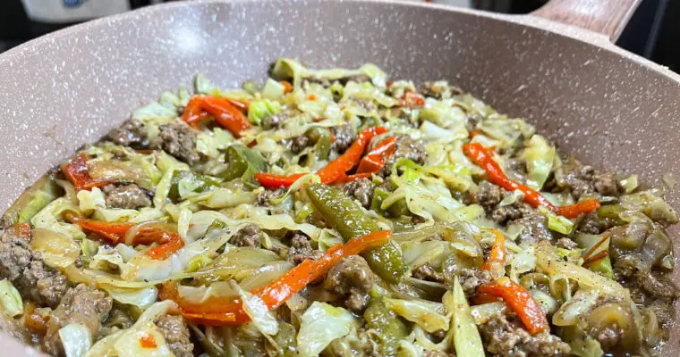 Black Pepper Ground Beef & Cabbage Stir Fry