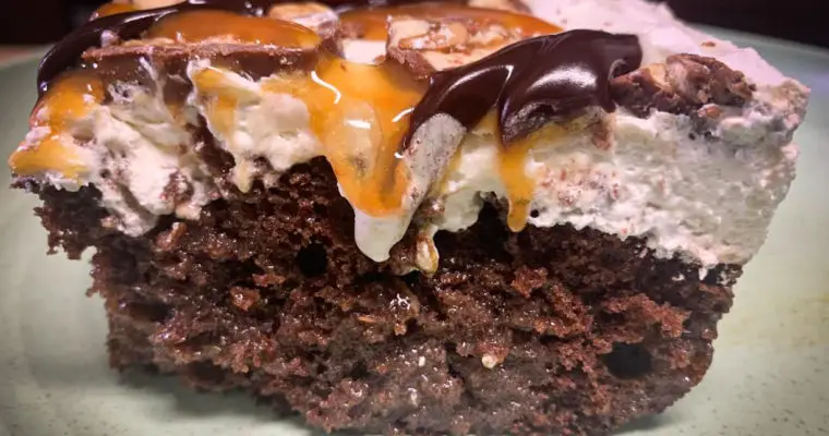 Snickers Cake using Box Cake Mix