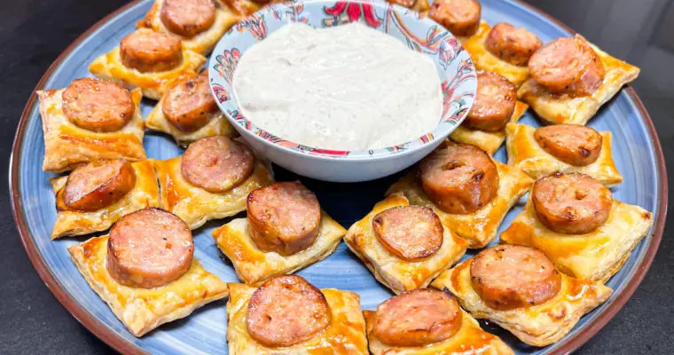 Chicken Sausage Puffs with Dipping Sauce