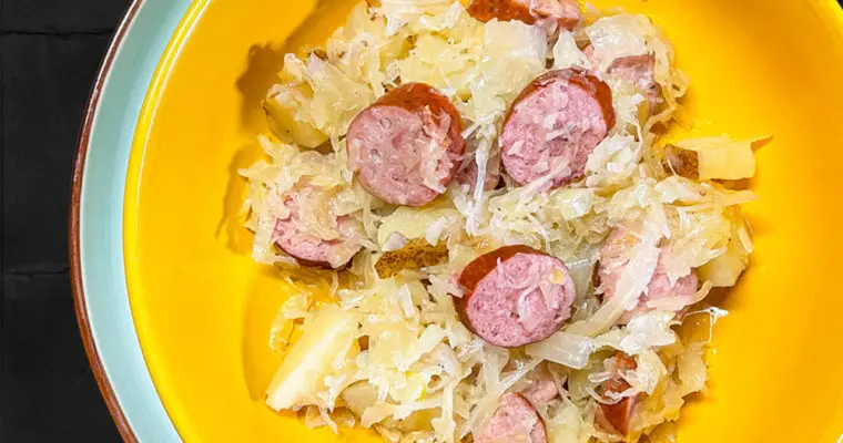 Crockpot Sauerkraut, Potatoes, Sausage