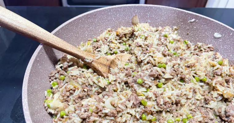French Onion Ground Beef & Rice One Skillet Meal