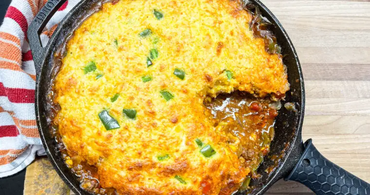 Railroad Pie (Ground Beef & Cornbread Casserole)