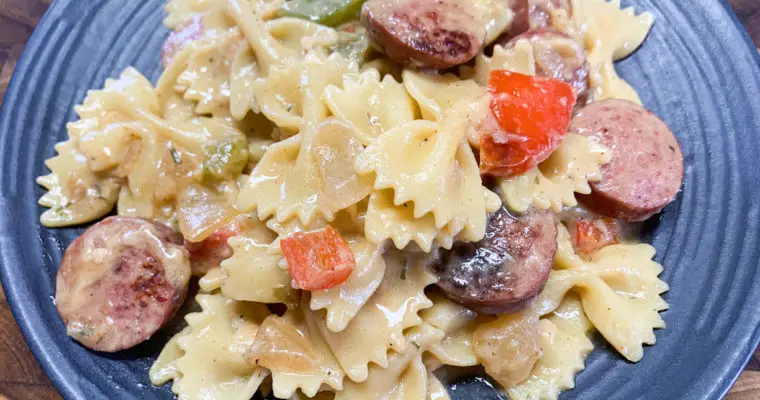 Smoked Sausage Boursin Cheese Pasta Skillet Meal