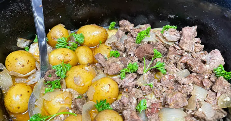 Slow Cooker Butter Garlic Steak Bites & Potatoes