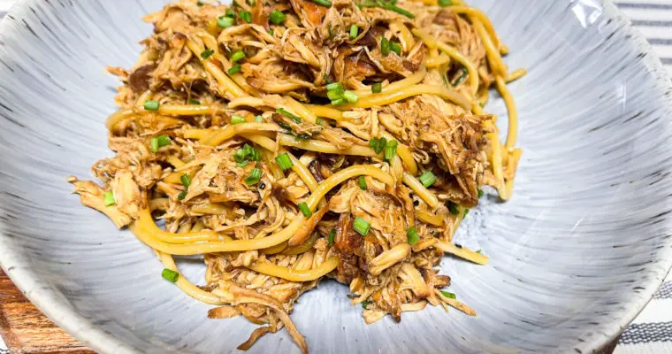 Slow Cooker Honey Garlic Chicken Spaghetti