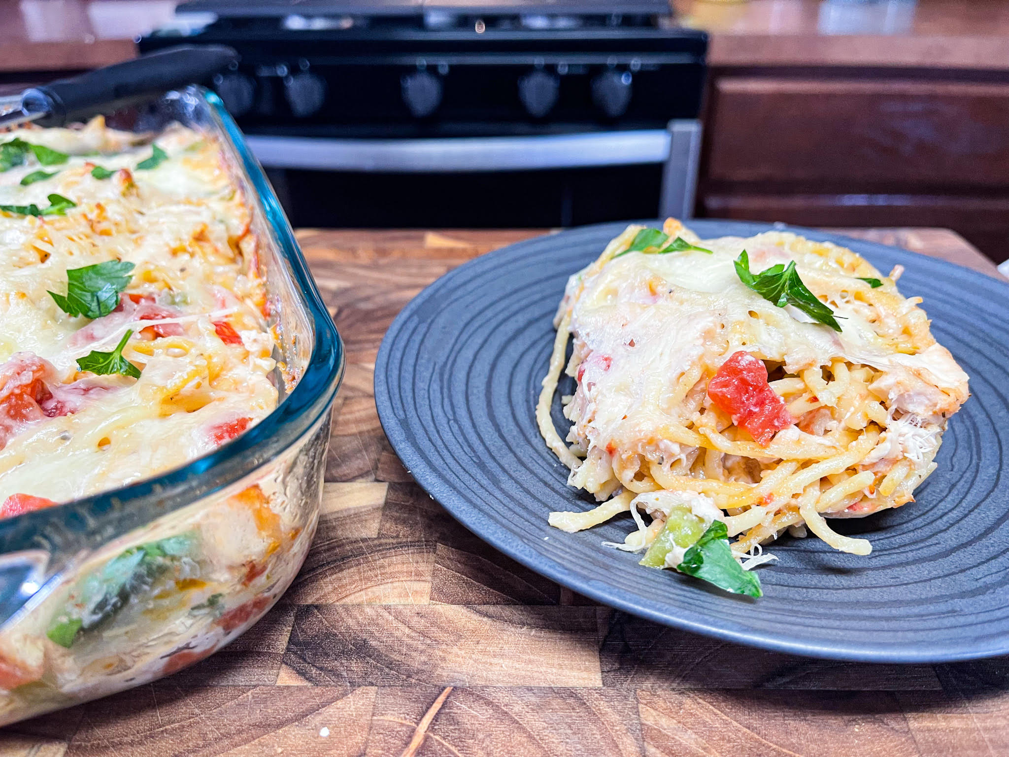 Creamy Italian Chicken And Spaghetti Casserole Catherines Plates