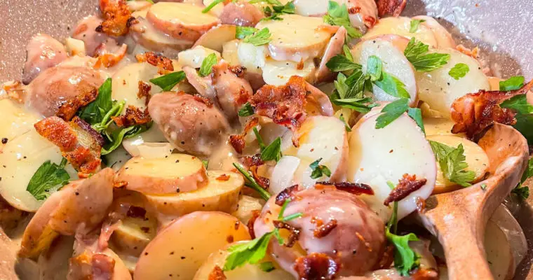 Warm German Potato Salad with Mayo or Dressing Base