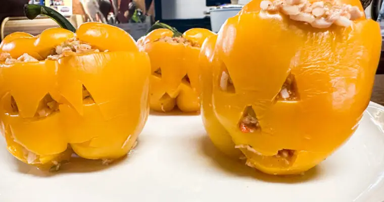 Jack-O-Lantern Stuffed Bell Peppers