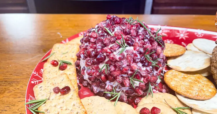 Christmas Cheese Ball Appetizer (Pomegranate Ornament)