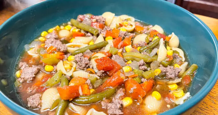 Hamburger & Vegetable Soup with Pasta