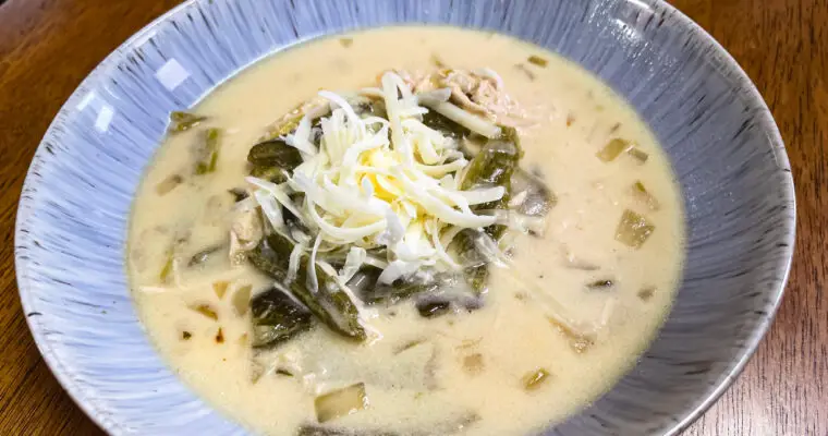 Roasted Poblano, Chicken & Cheddar Soup