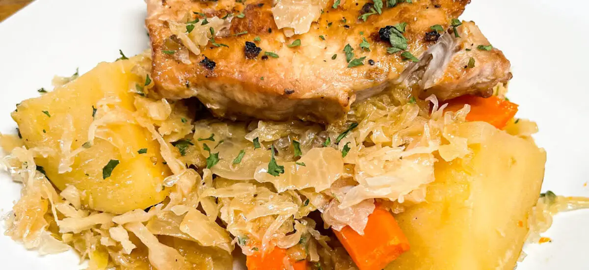 Roasted Pork Chops & Sauerkraut Dinner