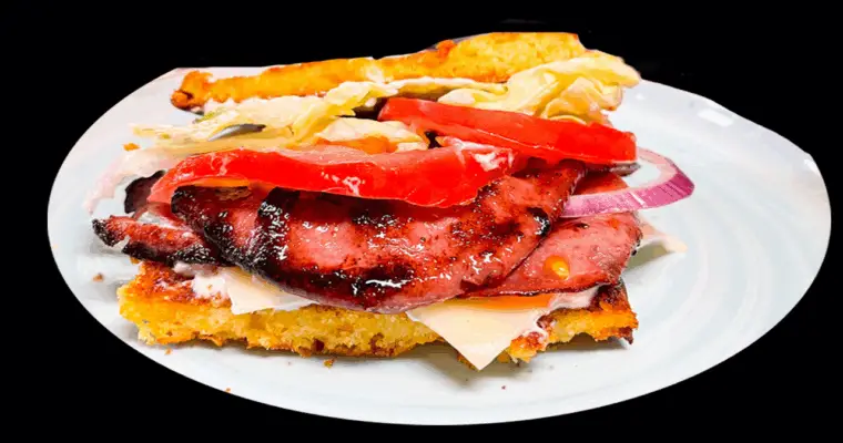 Fried Bologna Cornbread Sandwich