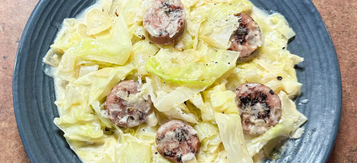 Cabbage & Sausage Alfredo Low Carb Skillet