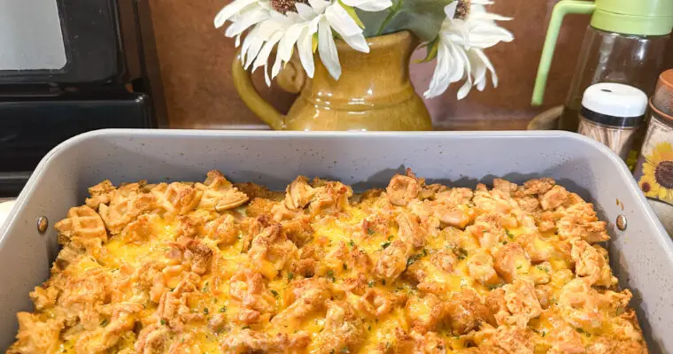 Chicken and Waffles Breakfast Casserole