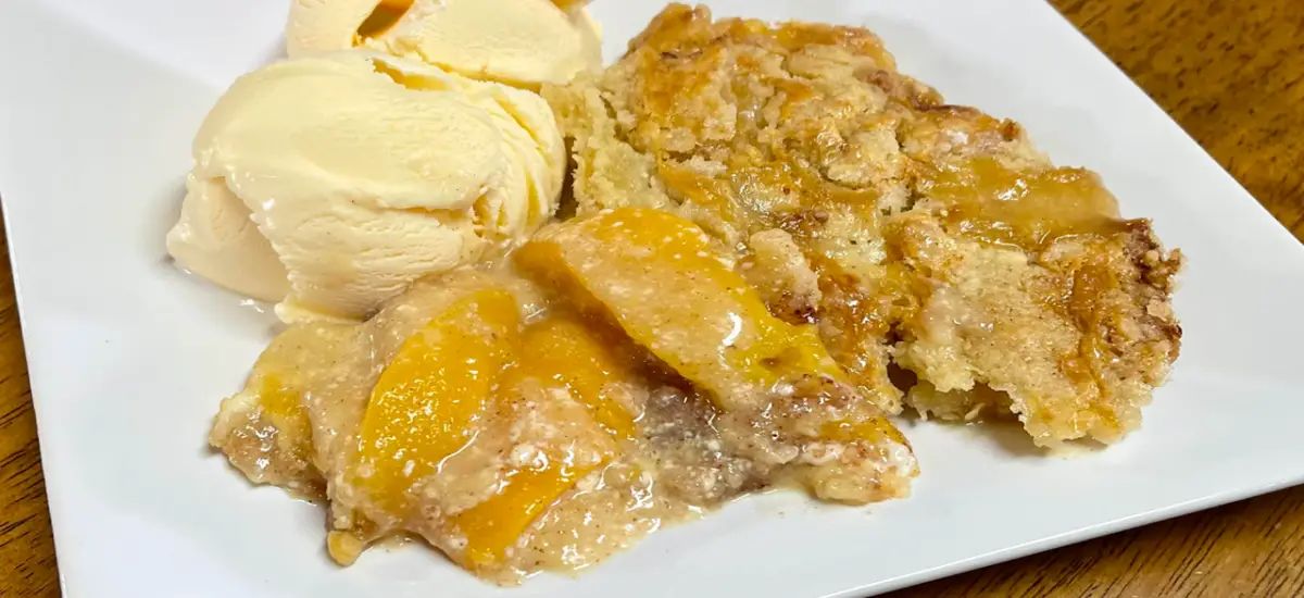 Peaches and Cream Sugar Cookie Cobbler