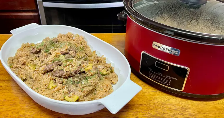 Crockpot Stick of Butter Cube Steak & Rice