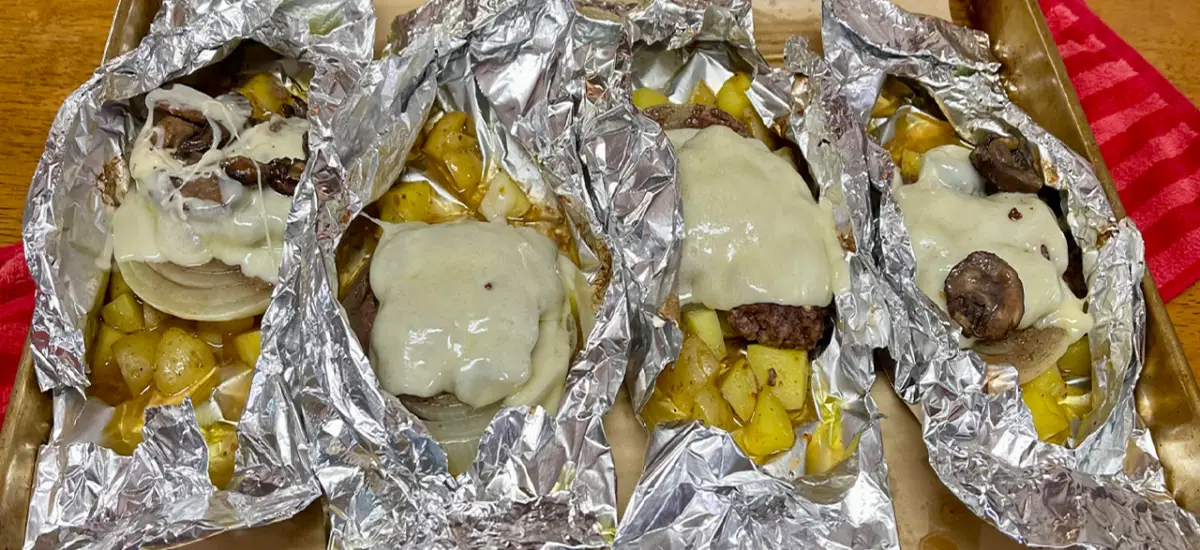 Foil Packets Swiss Mushroom Burgers